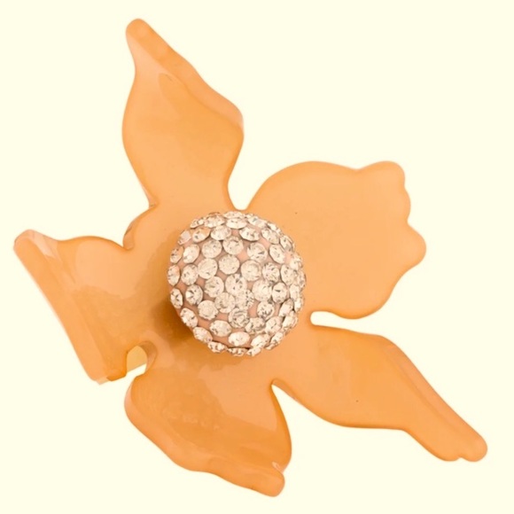 LELE SADOUGHI honey peach flower sparkly crystal center size 7 statement Ring - Picture 3 of 6